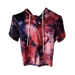Fashion Nova Tie Dye Hoodie Short Sleeve Crop Top